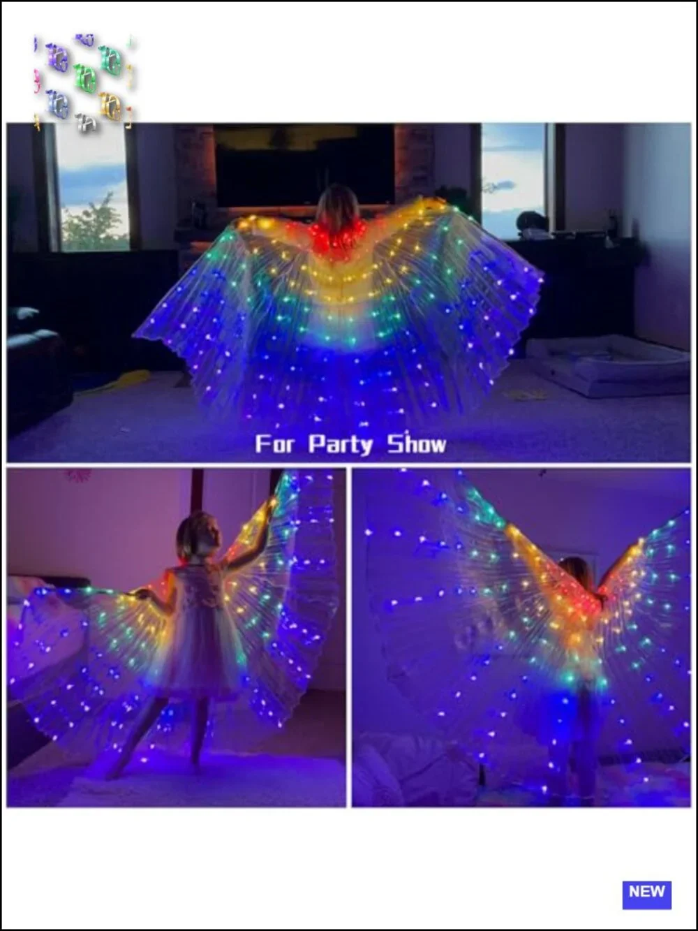 LED Butterfly Wings Light Up Fairy Costume Kids Halloween Christmas Dance